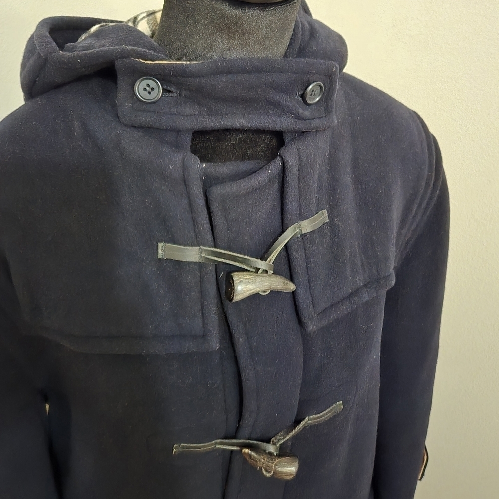 Womens Burberry Over Sized Navy Blue Wool Duffle Coat Sz M - Picture 6 of 12